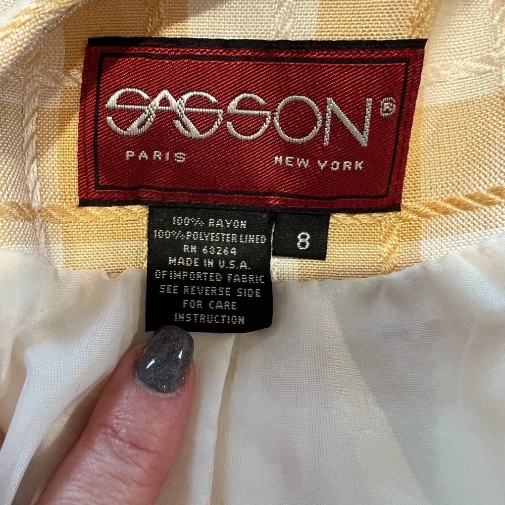 Vintage Sassoon women’s two-piece yellow plaid skirt Suit Set size 8 - Picture 8 of 11